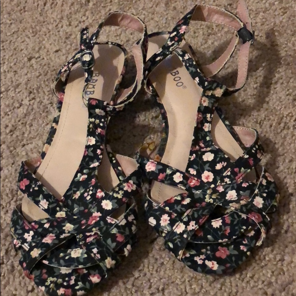Sandals with slight heels, worn twice